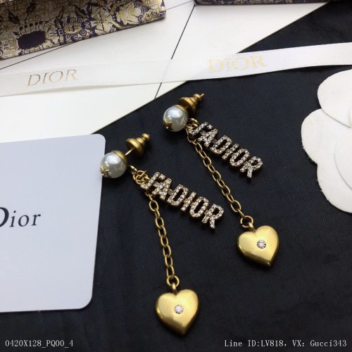 00163_X128PQ00_Dior迪奧愛心字母耳釘火爆經典款D家20新款zp定制施華洛珍珠高級