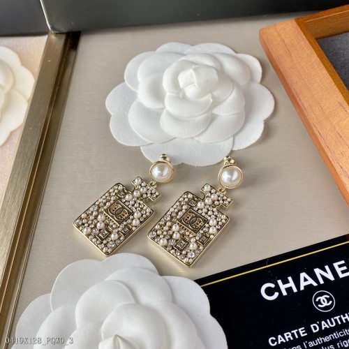 Chanel小香爆款 香水瓶水鑽珍珠耳環 方鑽耳釘 香奈兒耳釘 女士耳釘