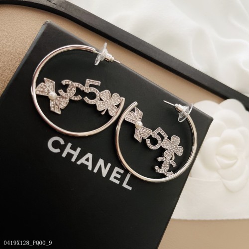小香原單Chanel22年新款蝴蝶結彎勾耳環 圈圈耳釘 耳釘耳環  香奈兒耳釘