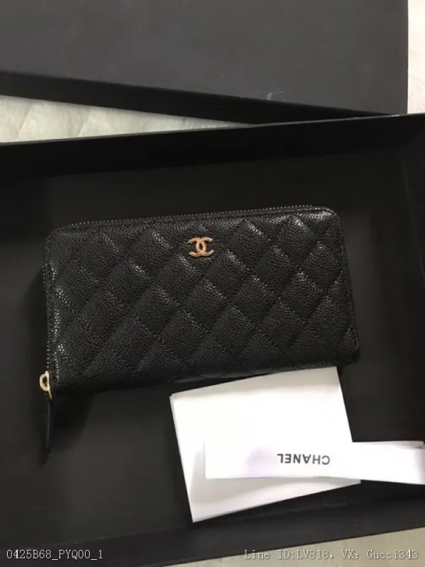 Chanel香奈兒專櫃款魚子醬牛皮錢包裡外全皮做工細節無可挑剔堅持高品質尺寸19*10款號50071