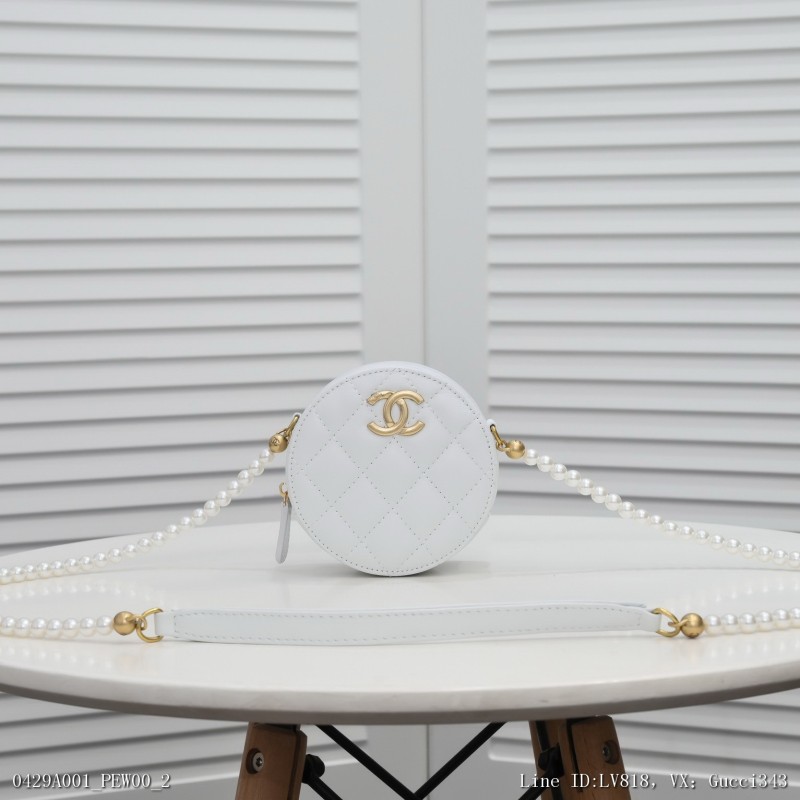 小號配盒子Chanel2020新款小珍珠包Logo肩帶鏈條搭配小珍珠