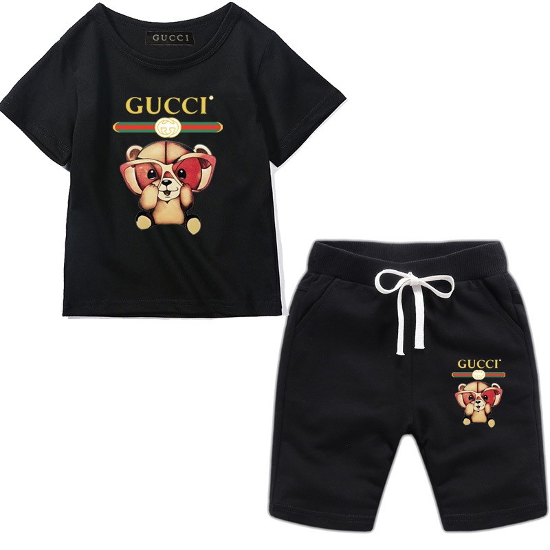Gucci古馳 兒童套裝 短T+短褲 短褲 童裝批發 兒童短褲 男童套裝 韓國童裝 短T 童裝 套裝 兩件式套裝