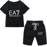 EA7 armani 阿瑪尼 阿曼尼 童裝批發 套裝 童裝 兒童 兒童短褲 短T 兩件式套裝 兒童套裝 短T+短褲 短褲 男童套裝 韓國童裝