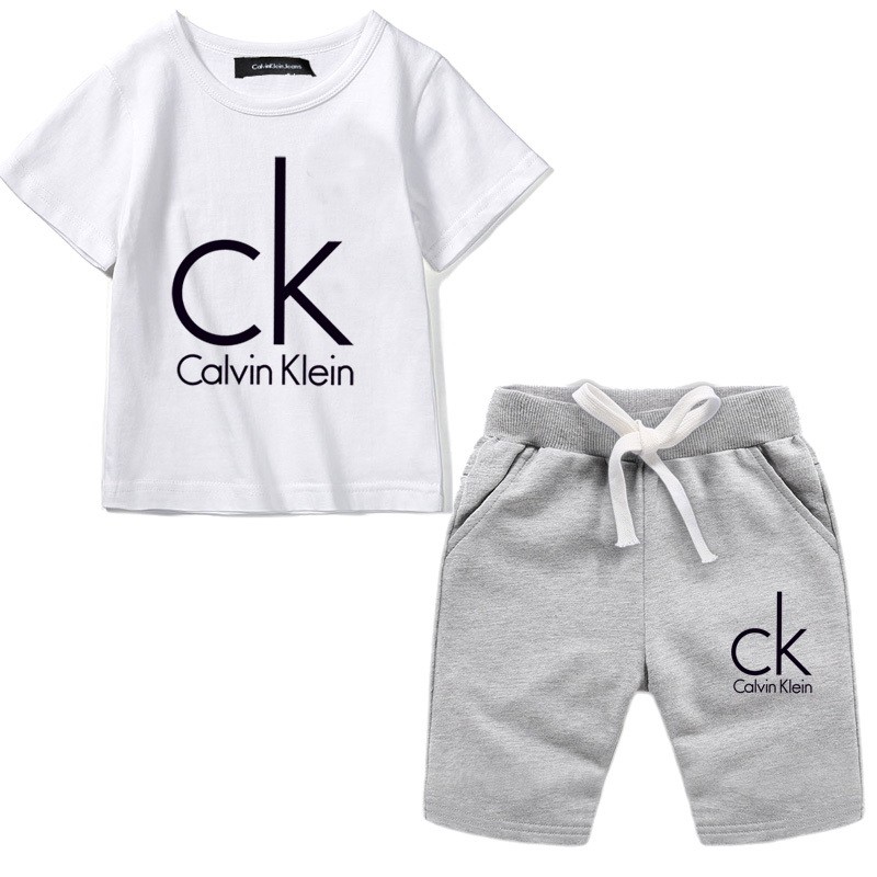 Calvin Klein 卡文克莱 兩件式套裝 短褲 套裝 童裝批發 兒童 兒童短褲 童裝 短T CK 兒童套裝 男童套裝 短T+短褲 韓國童裝