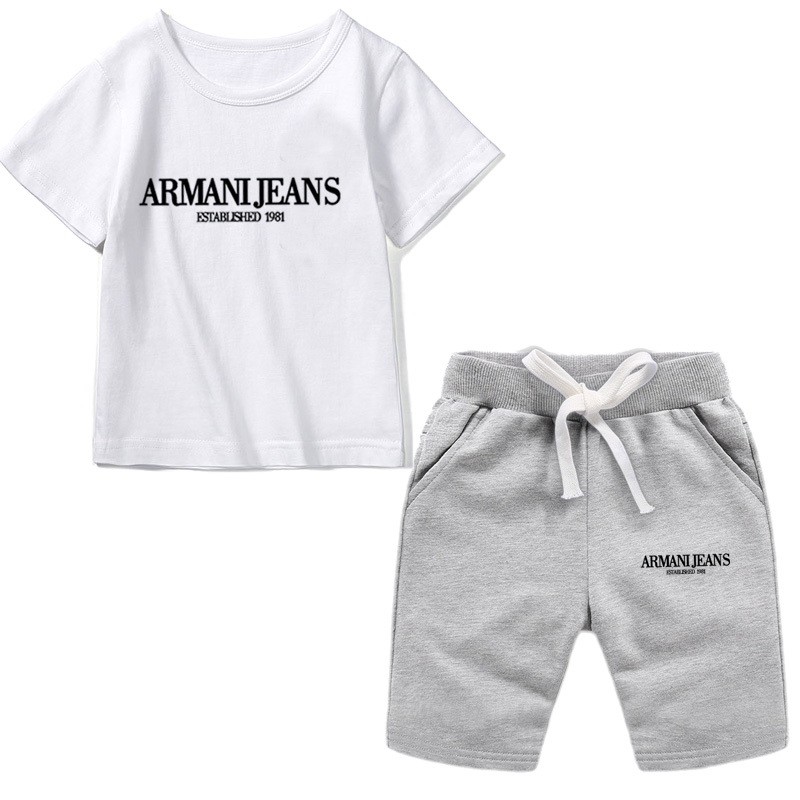 armani 阿瑪尼 阿曼尼 男童套裝 兒童 韓國童裝 童裝批發 短T+短褲 童裝 套裝 兩件式套裝 短褲 兒童短褲 短T 兒童套裝