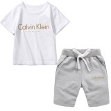 Calvin Klein 卡文克莱 兩件式套裝 短褲 套裝 童裝批發 兒童 兒童短褲 童裝 短T CK 兒童套裝 男童套裝 短T+短褲 韓國童裝