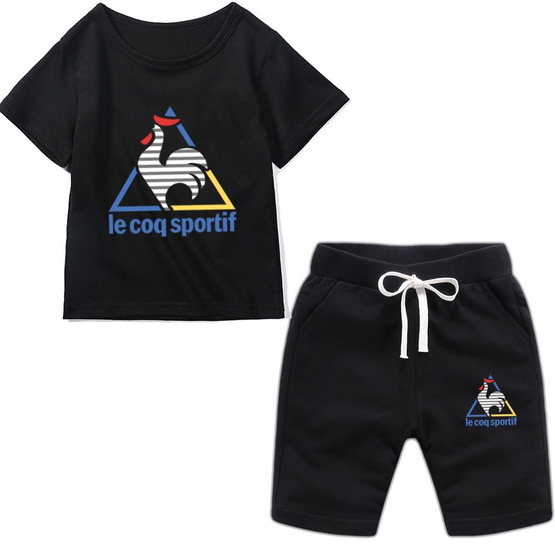 法國 公雞 Le Coq Sportif 套裝 韓國童裝 童裝批發 童裝 兩件式套裝 男童套裝 兒童套裝 兒童短褲 短褲 短T 兒童 短T+短褲