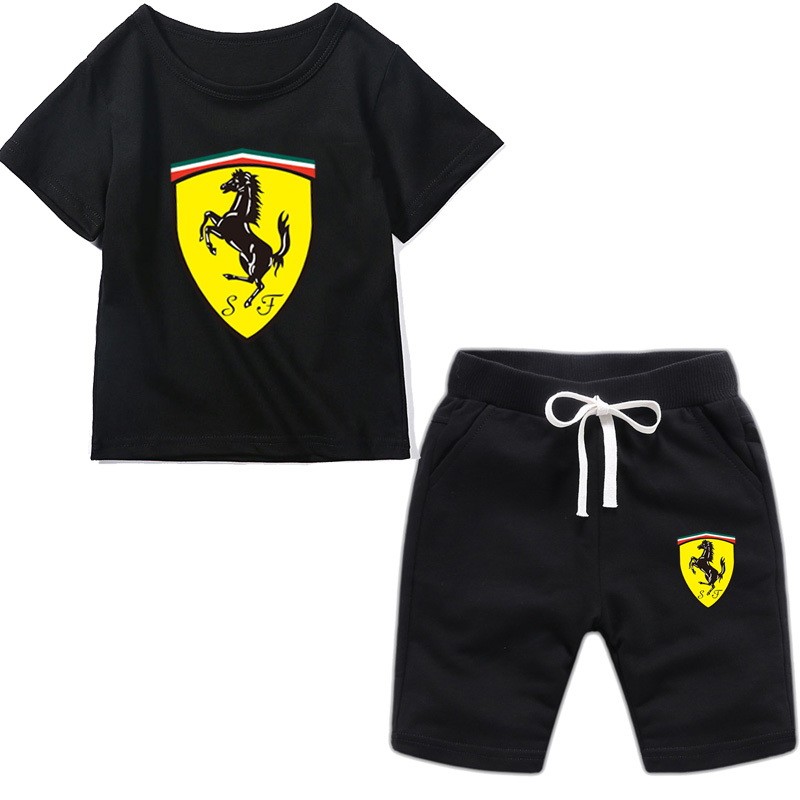 法拉利 Ferrari 短T 兒童套裝 男童套裝 兩件式套裝 短T+短褲 韓國童裝 兒童 短褲 童裝 兒童短褲 童裝批發 套裝