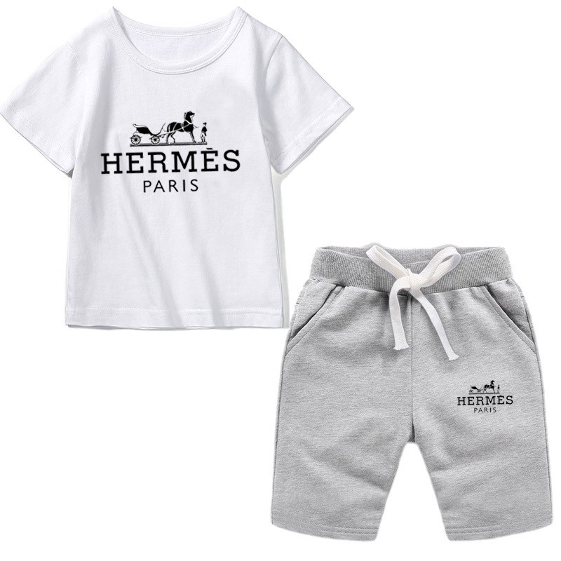愛馬仕 Hermes 兩件式套裝 男童套裝 童裝批發 兒童 兒童短褲 兒童套裝 套裝 童裝 韓國童裝 短T+短褲 短褲 短T