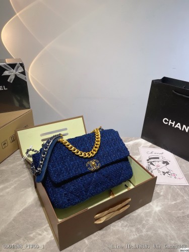 配盒Chanel香奈兒新款19CF包超火爆時尚單品高版本做工精細進