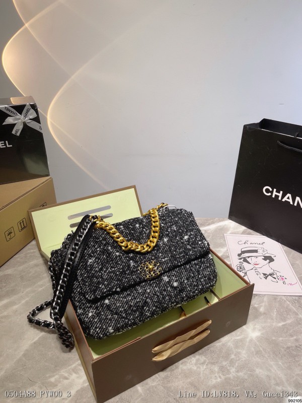 配盒Chanel香奈兒新款19CF包超火爆時尚單品高版本做工精細進
