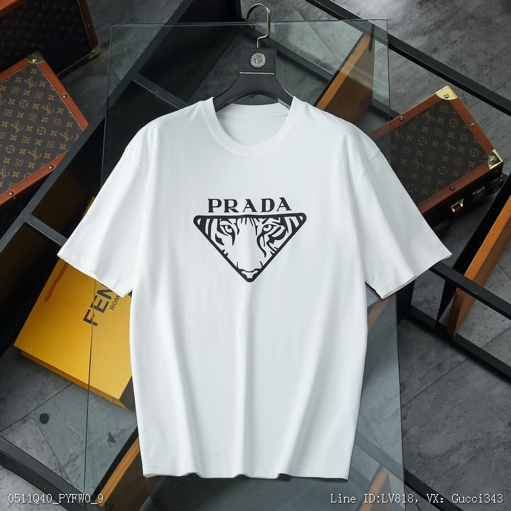 Prada 普拉達 短袖T恤 圓領上衣 普拉達上衣 短T 新款短袖S2XL42211