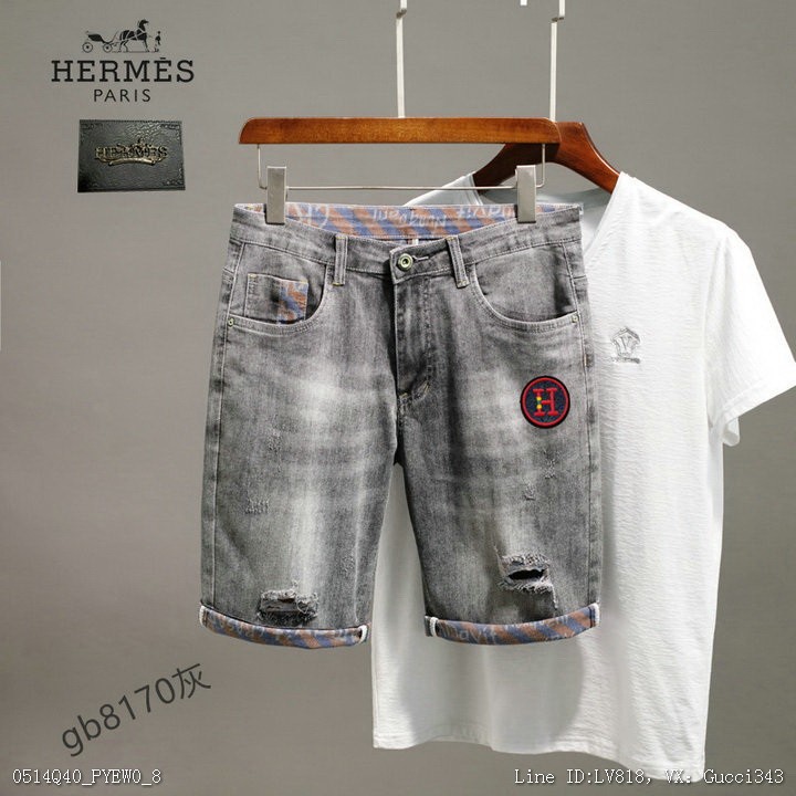 Hermes 愛馬仕 牛仔褲 短褲 新款牛仔短褲2838