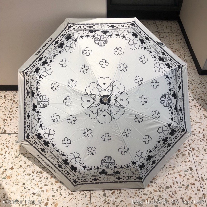 CHANEL香奈兒新款四葉草三折自動折疊晴雨傘選用台灣進口UV防紫外