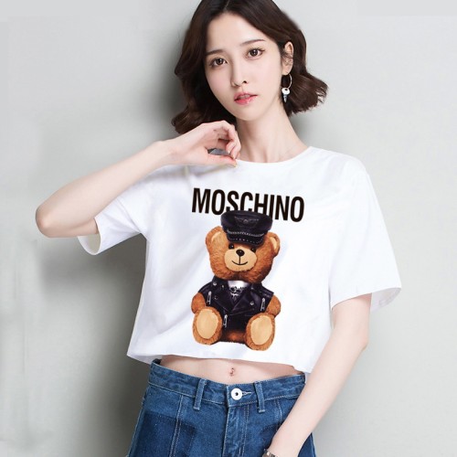 Moschino 泰迪熊 莫斯奇诺 上衣 短袖 素t 運動上衣 棉t 衣服 短袖t 恤 T恤 露肚臍 短版上衣 女生短版上衣 短T