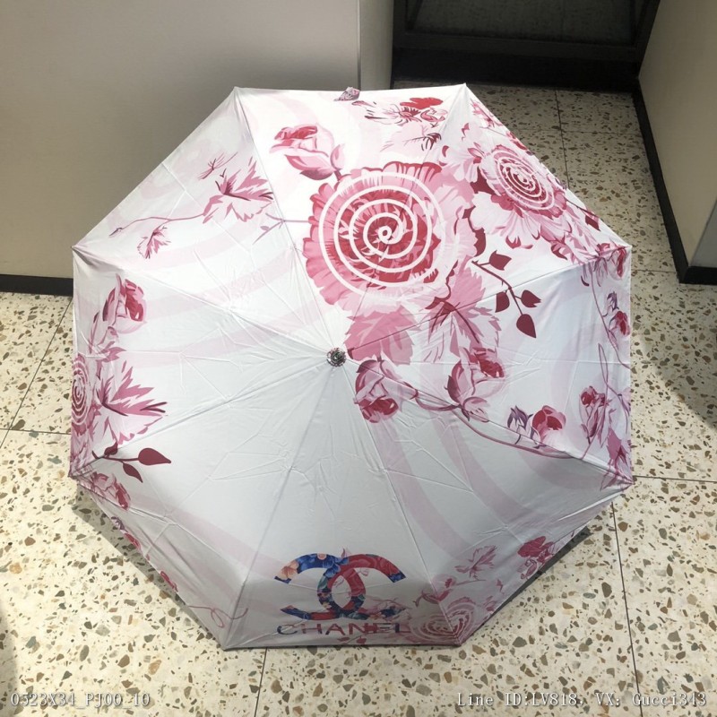 CHANEL香奈兒棒棒糖三折自動折疊晴雨傘選用台灣進口UV防紫外線傘
