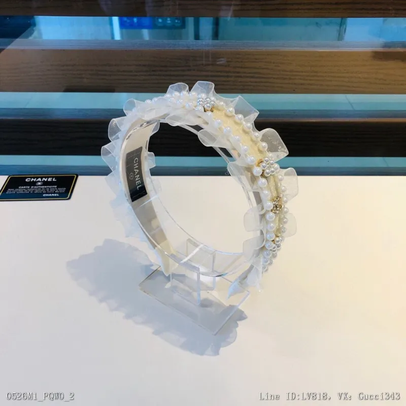 配包裝CHANEL香奈兒最新款小香發箍網紅爆款推薦搭配高端蕾絲珍珠