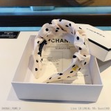 配包裝Chanel香奈兒新款小香風波點珍珠發箍簡約時尚名媛氣質黑白兩