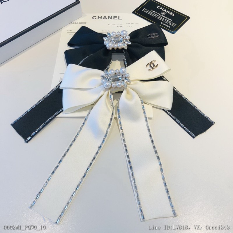 CHANEL香奈兒專櫃新款發夾經典甜美公主風鑽大蝴蝶結彈簧