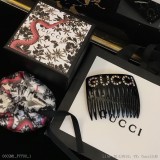 原單貨Gucci古馳水晶字母頭飾發梳發夾黑色專櫃一致黃銅材質鑲嵌進
