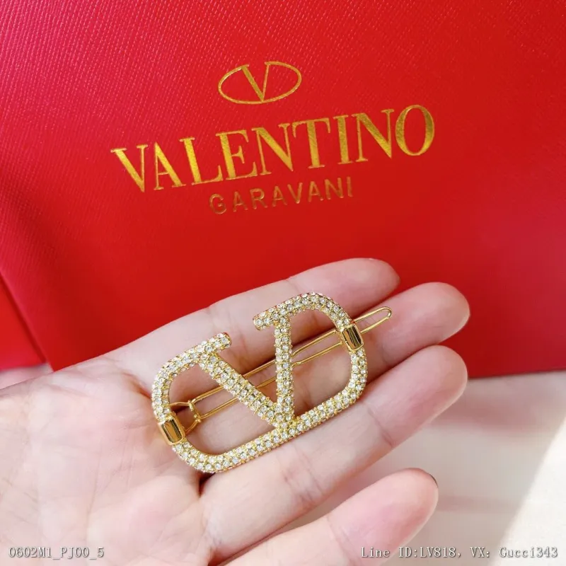 B259Valentino華倫天奴春秋新款V字滿鑽發夾重磅新品火爆網絡來