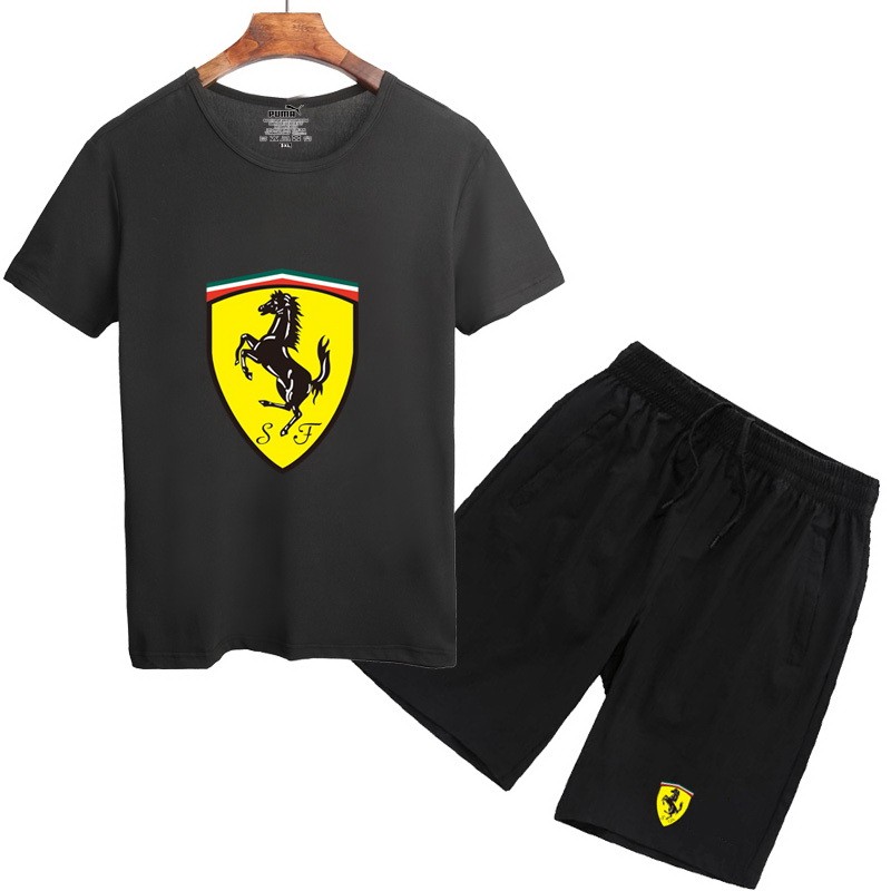 夏季熱銷款 五分褲 法拉利 Ferrari 男生套裝 套裝 短袖套裝 短T+短褲 跑步套裝 上衣 短袖T恤 短褲