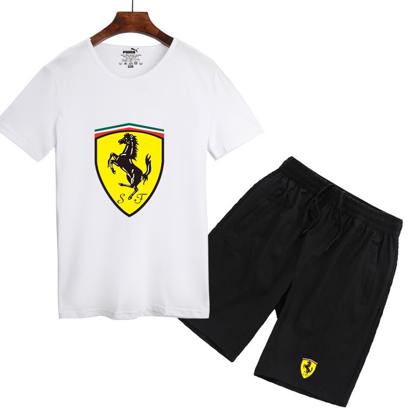 夏季熱銷款 五分褲 法拉利 Ferrari 男生套裝 套裝 短袖套裝 短T+短褲 跑步套裝 上衣 短袖T恤 短褲