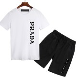 普拉達 Prada 短褲 夏季熱銷款 短袖T恤 五分褲 上衣 男生套裝 短T+短褲 跑步套裝 套裝 短袖套裝