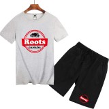 夏季熱銷款 Roots 海狸 跑步套裝 短袖T恤 上衣 男生套裝 短袖套裝 五分褲 短T+短褲 短褲 套裝