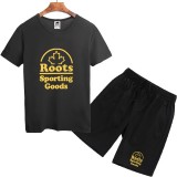 Roots 海狸 跑步套裝 短袖T恤 上衣 男生套裝 短袖套裝 夏季熱銷款 五分褲 短T+短褲 短褲 套裝