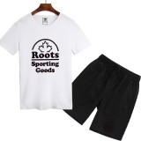 夏季熱銷款 Roots 海狸 跑步套裝 短袖T恤 上衣 男生套裝 短袖套裝 五分褲 短T+短褲 短褲 套裝