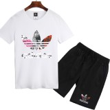 Adidas 愛迪達 夏季熱銷款 跑步套裝 男生套裝 短T+短褲 短袖T恤 上衣 短袖套裝 套裝 五分褲 短褲
