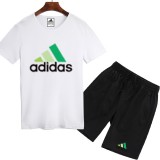 夏季熱銷款 跑步套裝 adidas 愛迪達 三條槓 阿迪達斯 AD 男生套裝 上衣 五分褲 短袖套裝 套裝 短袖T恤 短T+短褲 短褲