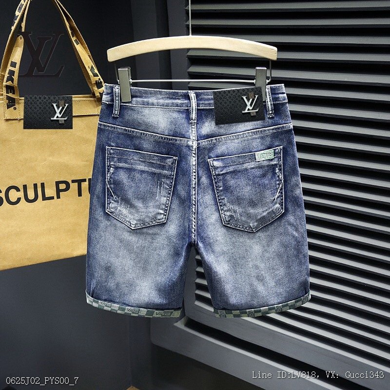LV主推爆款最高版本男士新品韓版牛仔短褲進口面料有彈力舒適