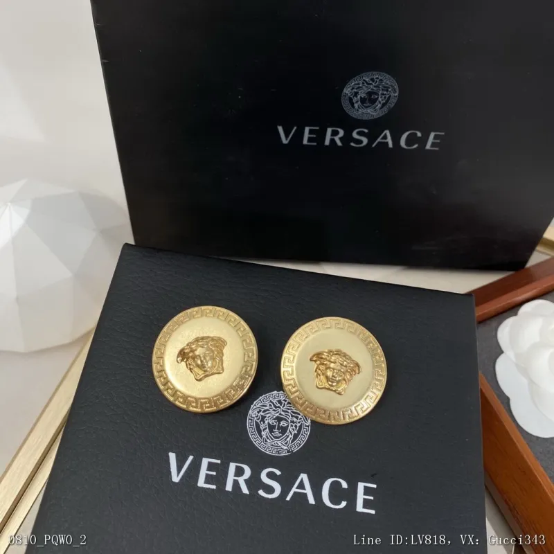 Versace范思哲美人迷字母耳美杜莎金色耳走秀款精原