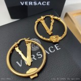 范思哲Versace美杜莎人面浮雕花蔓大圈V金感耳材