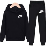 Nike 耐吉 阿曼尼 加絨重磅 套裝 冬季帽T+長褲 休閒兩件套 男女運動套裝 字母印花