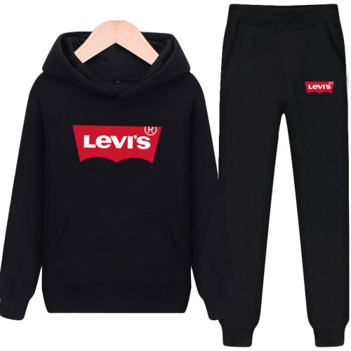 Levis 李維斯 加絨重磅 套裝 冬季帽T+長褲 休閒兩件套 男女運動套裝 字母印花