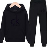 CK  印花套裝 加絨重磅 套裝 冬季帽T+長褲 休閒兩件套 男女運動套裝