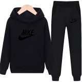 Nike 耐吉 加絨重磅 套裝 冬季帽T+長褲 休閒兩件套 男女運動套裝 字母印花