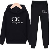 CK  印花套裝 加絨重磅 套裝 冬季帽T+長褲 休閒兩件套 男女運動套裝