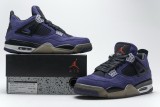 紫色聯名 全麂皮喬丹4代籃球鞋 AJ4-766302 Travis Scott x Air Jordan 4 Retro Purple 020