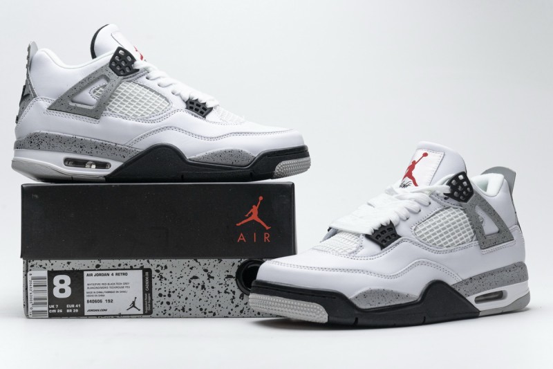 白水泥 頭層皮喬丹4代籃球鞋 840606-192 Air Jordan 4 Retro White Cement 001