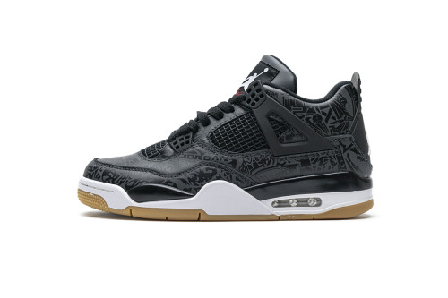 鐳射 頭層皮喬丹4代籃球鞋 CI1184-001 Air Jordan 4 Retro 「Black Laser」024