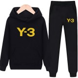 Y-3 加絨重磅 套裝 冬季帽T+長褲 休閒兩件套 男女運動套裝 字母印花