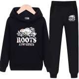 Roots 海狸 加絨重磅 套裝 冬季帽T+長褲 休閒兩件套 男女運動套裝 字母印花