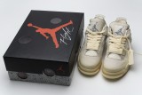 米黄OW 头层皮乔丹4代篮球鞋 CV9388-100 OFF White x Air Jordan 4 Sail 017