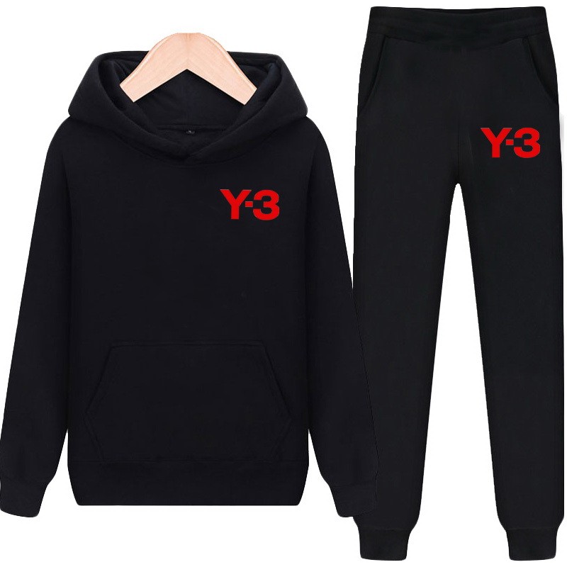 Y-3 加絨重磅 套裝 冬季帽T+長褲 休閒兩件套 男女運動套裝 字母印花