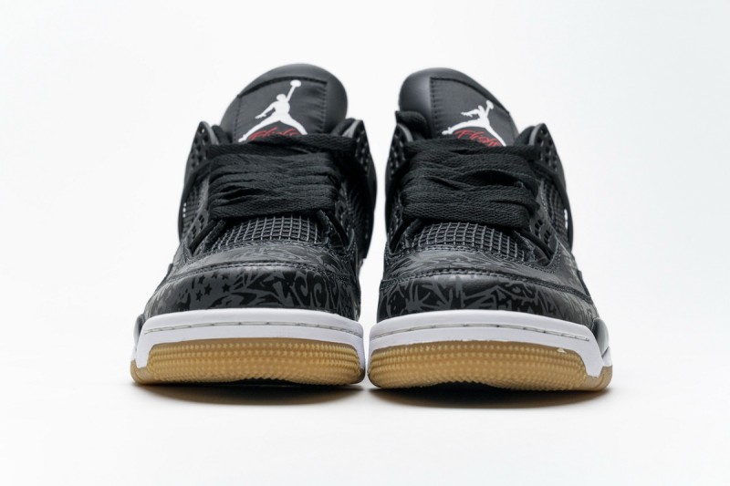 鐳射 頭層皮喬丹4代籃球鞋 CI1184-001 Air Jordan 4 Retro 「Black Laser」024