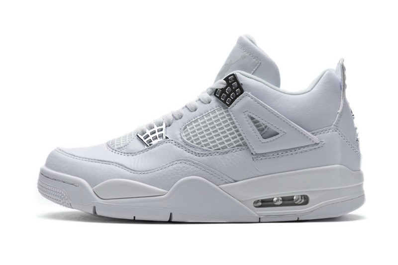 白銀 頭層皮喬丹4代籃球鞋 308497-100 Air Jordan 4 Retro Pure Money 015